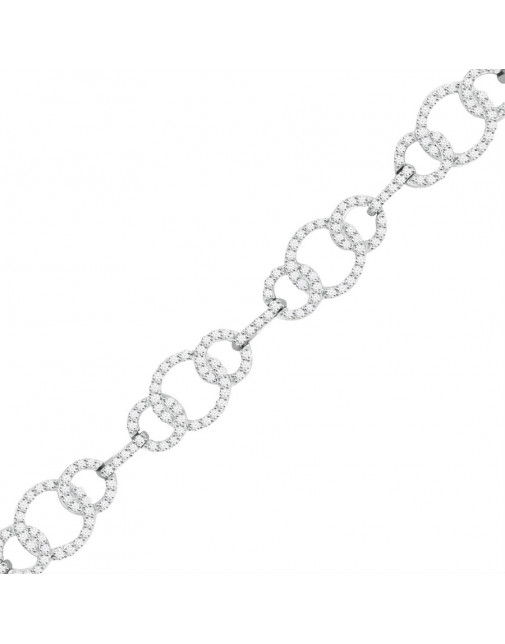 Chain Link Design Pave set Diamond Bracelet in 9ct White Gold